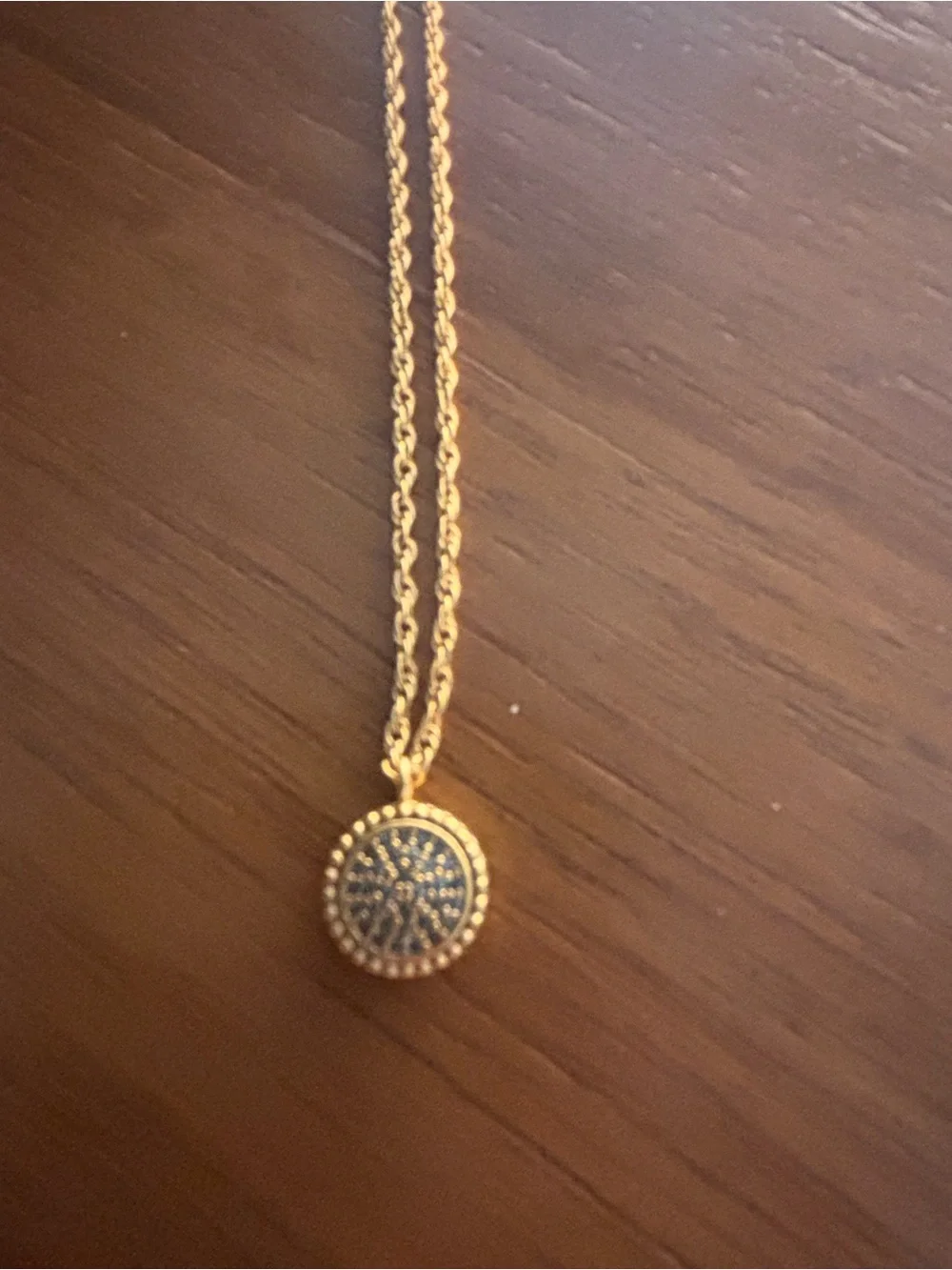 Julie Vos Gold Tone Round Pavé Pendant Necklace